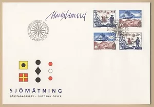 Sweden Scott #2032-2033 Hydrographic survey FDC singned Martin Morck Mörck - Picture 1 of 1