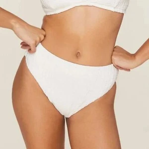 Andie Swim Womens 90s High Waisted Bikini Bottom Off White Eyelet Size XL - Picture 1 of 5