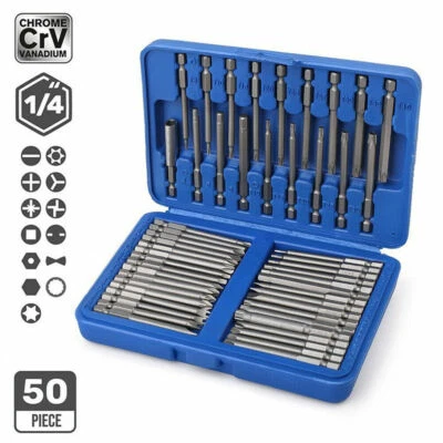 50Pcs Extra Long Security Bits Hex Star Torx Spline Flat Screwdriver Bit Set - Image 1 of 4
