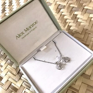Alex Monroe Bicycle necklace in silver - Picture 1 of 3