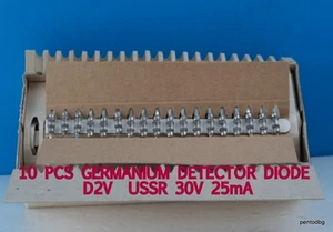 10 PIEZAS DIODO DETECTOR DE GERMANIO D2V /Д2В / URSS 30V 25mA RARO - Imagen 1 de 11