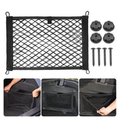 Car Accessories Rear Trunk Storage Net Elastic Mesh Cargo Pocket Organizer Set - Image 1 of 4