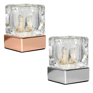 Glass Ice Cube Touch Dimmer Table Lamp Bedside Bedroom Study Office Desk Light - Picture 1 of 28