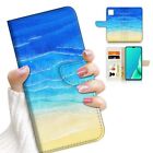( For Samsung A12 ) Wallet Flip Case Cover PB23699 Blue Sea Beach