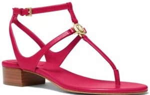 NIB MICHAEL Michael Kors Lita Pink Raspberry Heel Thongs Sandals 7M - Picture 1 of 3