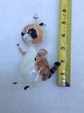 LARGE 6" GLASS BLOWN RACCOON Christmas Ornament - Amazing Detail Hand Painted