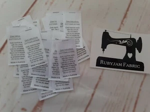 100 pack white Cotton Elastane satin care labels sew-in, Rubyjam Fabric - Bild 1 von 1