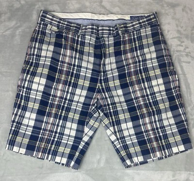 Ralph Lauren Sportswear Plaid Short 36 Blue White Cotton Preppy Resort Vacation - Image 1 of 4