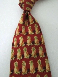Tommy Bahama USA Tie Red Brown Pineapples Silk Necktie Mens Tie - Picture 1 of 5