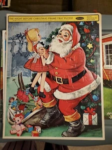1965 Whitman Frame Tray Puzzle Night Before Christmas Santa And Doll #4424 - Picture 1 of 3