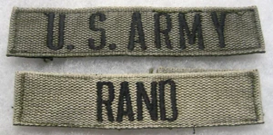 US Army Title & Name Tab RAND , 1970s patches - Picture 1 of 2