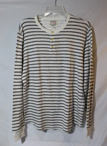 Camisa Henley Waffle Térmica a Rayas Gris Marca Lucky L/S Para Hombre L Preppy - Imagen 1 de 12