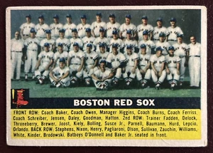 1956 Topps Baseball #111 Boston Red Sox Team (Grey) w/Ted Williams "NICE" - Picture 1 of 3
