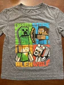 Minecraft Creeper Steve Alex Wolf Boys Jumping Beans Tshirt Size 4 - Picture 1 of 7