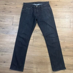 Guess Denim Mens 33x32 Slim Straight Whispered Dark Wash Red line - Picture 1 of 10