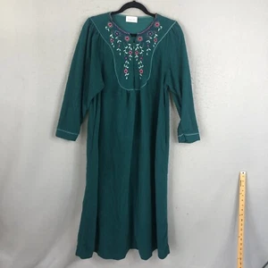 Vintage Vanity Fair Robe Womens Small Green Velour Embroidery Flowers Granny - Picture 1 of 20
