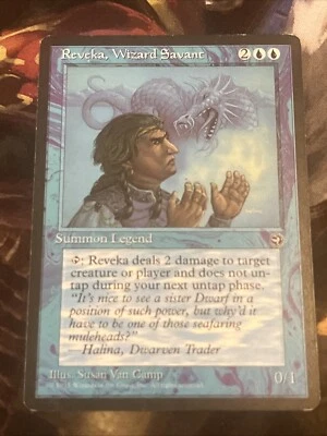 MTG Magic Misprint Reveka , Wizard Savant Extra Blue Ink Error  LP - Image 1 of 2