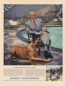1954 Lord Calvert Whiskey MAX FACTOR & Great Dane Dog Print Ad - Picture 1 of 1
