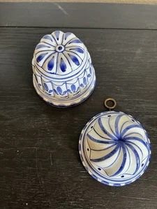 Vtg Bassano Italy & Other Ceramic Mold Wall Art White Blue Hand Painted Italy - Picture 1 of 6