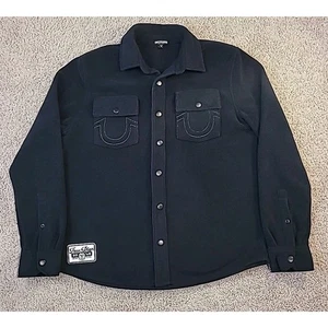 True Religion Lurex Black Polar Fleece Shacket Jacket for Men Size M - Picture 1 of 8