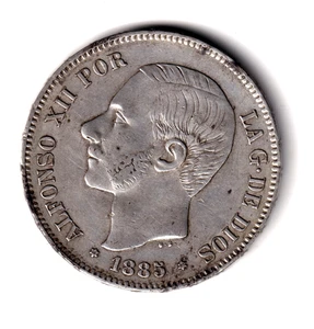 ESPAÑA 5 pesetas plata 1885 *18* *87* MS. M. Alfonso XII - bonito - Imagen 1 de 2