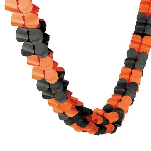 12-Ft Black Orange 2-Tone 6"W Tissue Garland Thanksgiving Halloween Decor #034 - Picture 1 of 7