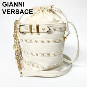 GIANNI VERSACE Versace White Drawstring Shoulder Bag with Gold Hardware - Picture 1 of 19