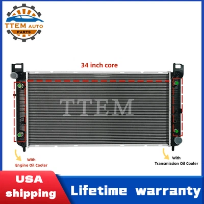 2370 34'' Radiator for For Chevy Silverado 1500 2500 Suburban Tahoe 4.8 5.3 6.0L - Image 1 of 4