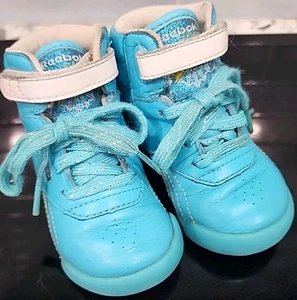 Vintage Reebok Classic Blue Turquoise High Top Sneaker Toddler Size 5 - Picture 1 of 6