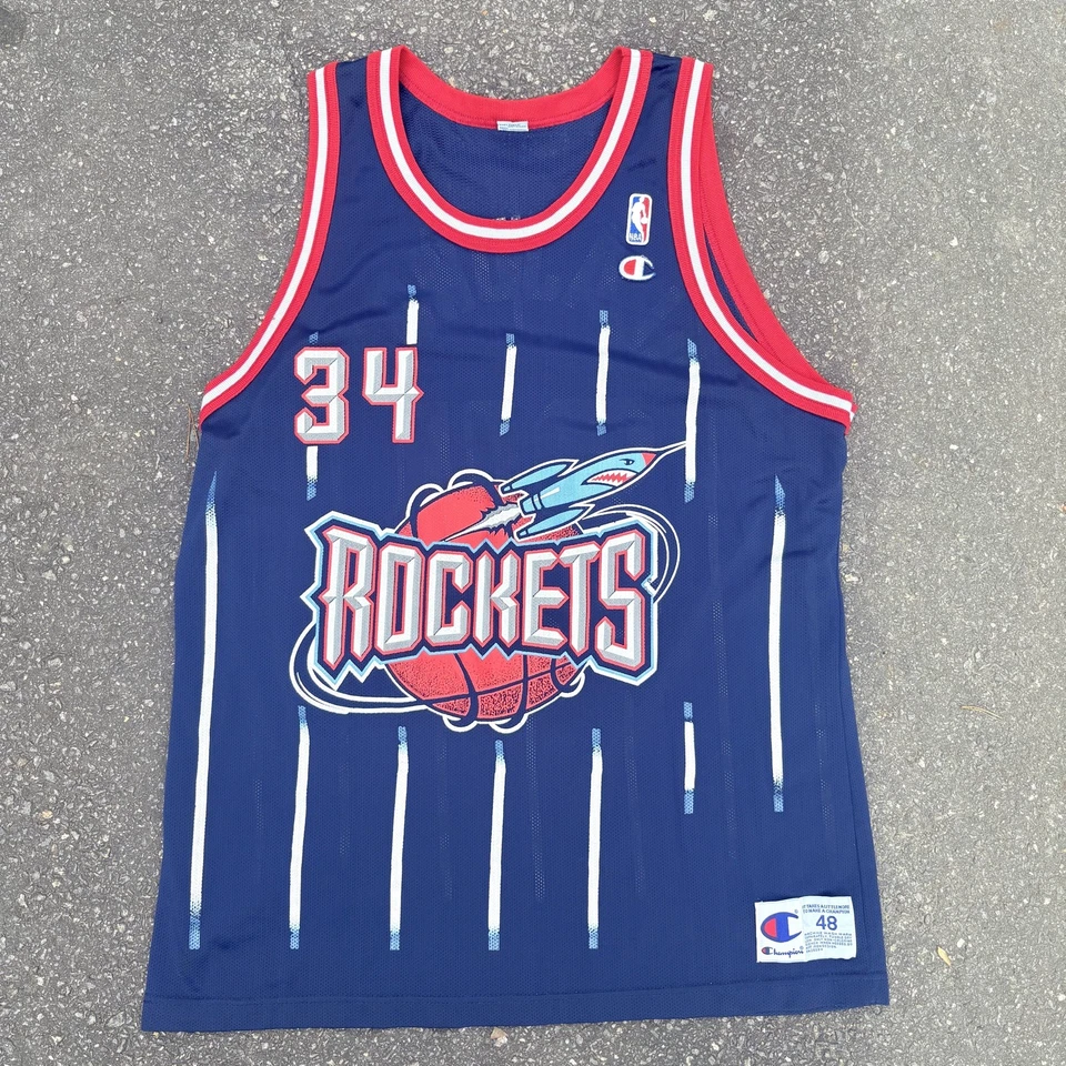 Hakeem Olajuwon Navy Houston Rockets Mitchell & Ness Authentic Jersey size 48 - Image 1 of 4