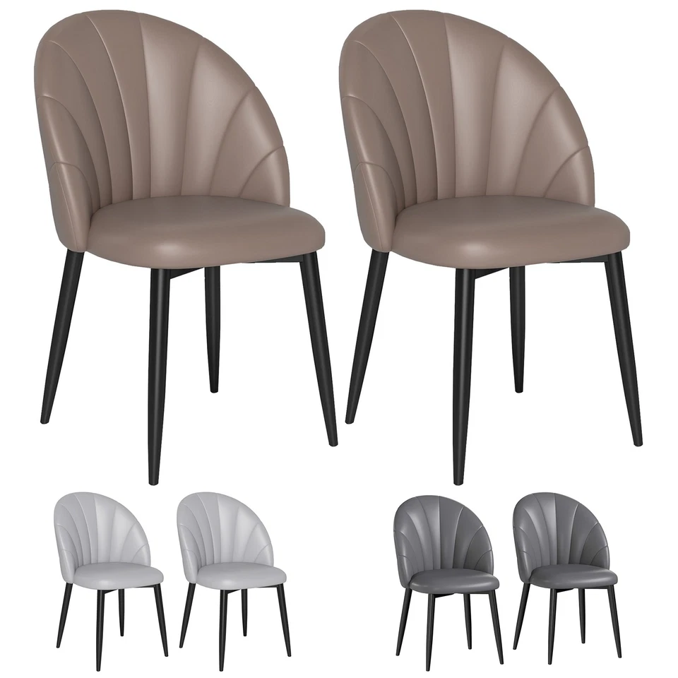 HOMCOM Set 2 Sedie da Pranzo in Pelle PU con Schienale a Conchiglia - Immagine 1 di 1