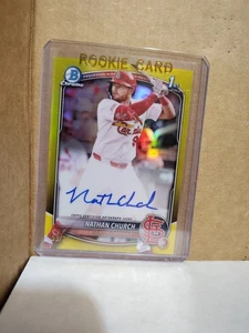 Bowman Chrome Nathan Church 2025 primer refractor de oro automático #53/75 Cardinals - Imagen 1 de 4
