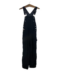 London London Vintage Black Velvet Bib Overalls Size M Y2K 90’s - Picture 1 of 11