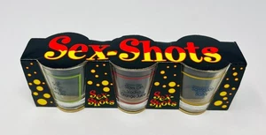 1995 VINTAGE ADULT 'SEX-SHOTS' 3x 1.5oz SHOT GLASSES MOC MIB BRAND NEW RETRO NOS - Picture 1 of 10