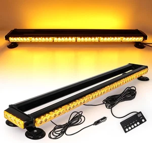 80 LED Strobe Light Bar Emergency Beacon Rooftop Warning Flashing Amber 37" - Picture 1 of 10