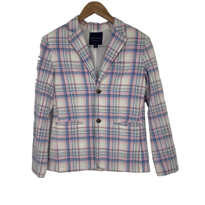 Janie and Jack Boys Linen Blend Blazer 16 Pink Pastel Plaid Preppy Classic - Image 1 of 4