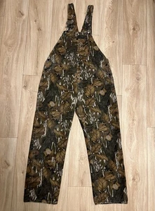 Vintage 80s Mossy Oak Fall Foliage Camo Overalls Bib Suspenders Size Large - Picture 1 of 16