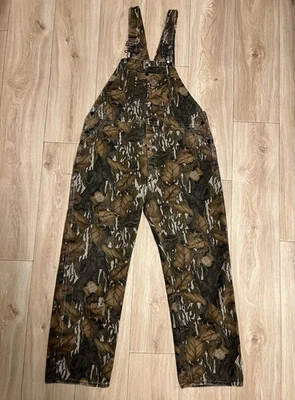 Vintage 80s Mossy Oak Fall Foliage Camo Overalls Bib Suspenders Size Large - Image 1 of 4