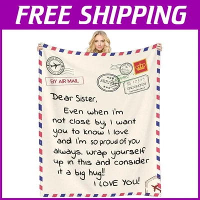 Elegant Sister's Flannel Throw - Embroidered Detail - Image 1 of 4