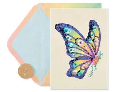 Papyrus sequin butterfly blank card (STUNNING) - Image 1 of 3