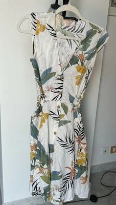 Vestido de Lino ZARA Estampado Floral Verano Talla S Foto 1 de 4