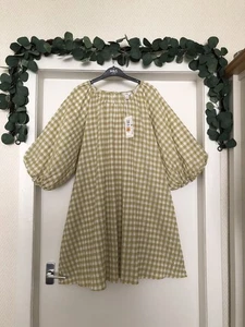 Marks And Spencer Checked A-Line Dress, 24, Balloon Sleeve New £45 - Picture 1 of 21