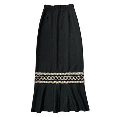 70-е винтажная юбка макси металлик кружевная деталь оборка высокая талия David Butler. - Изображение 1 из 4