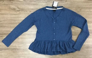 Girls’ Long Sleeve Lightweight Knit Sweater Textured Ruffled size M (7/8) - Picture 1 of 6