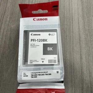 2020 GENUINE Canon PFI-120BK Black Ink Tank imagePROGRAF TM-200/205/300/305 NEW - Afbeelding 1 van 2