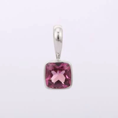 Pink Sapphire 10K White Gold Solitaire Pendant Octagon Cut Anniversary Gift - Image 1 of 4
