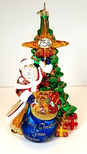 "Adorno Radko CELEBRACIONES SANTA 7"" Feliz Navidad de Christopher Radko" - Imagen 1 de 13