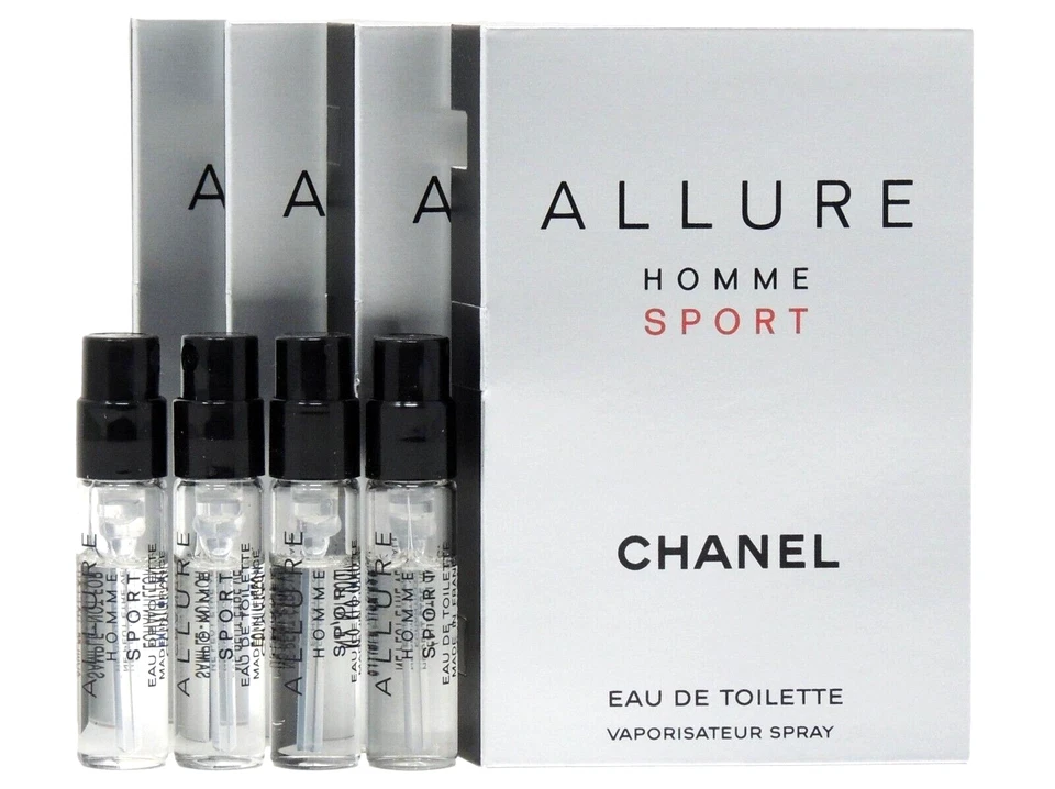 CHANEL ALLURE HOMME SPORT EDT 1,5 ml 0,05 fl oz x 4 viales de muestra de spray de colonia Foto 1 de 1