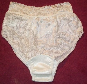 2 pares de braguitas de nailon para mujer marfil talla 6/pequeña incontinencia encaje frente y cintura - Imagen 1 de 2