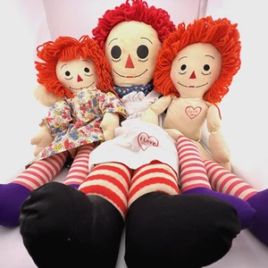 ⭐️ Drei Vintage Stoff Raggedy Ann Puppen Sammlung. 36” & 24” mit Kleidung RAR - Bild 1 von 12